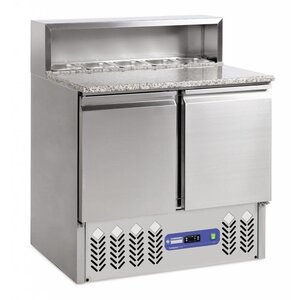 Diamond Comptoir de préparation | INOX | 2 portes GN 1/1 | structure Réfrigérée | 5x1/6GN | 90x70x(h)110cm