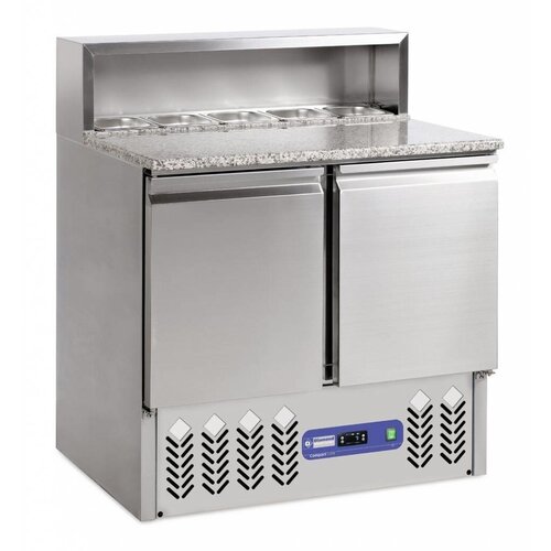 Diamond Comptoir de préparation | INOX | 2 portes GN 1/1 | structure Réfrigérée | 5x1/6GN | 90x70x(h)110cm