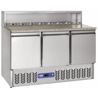 Comptoir de préparation | INOX | 3 portes GN 1/1 | structure Réfrigérée | 137x70x(h)110cm | 8 x 1/6 GN