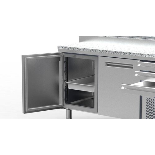 Diamond Comptoir Réfrégirateur pizzeria | INOX | 3 portes EN 600x400 | 3 tiroirs neutres EN 600x400 | structure Réfrigérée 6x GN 1/4n | 400W/230V | 2110x700x880/900-1200(h)mm Diamond Comptoir Réfrégirateur pizzeria | INOX | 3 portes EN 600x400 | 3 tiroirs neutres EN 600x400 | structure Réfrigérée 6x GN 1/4n | 400W/230V | 2110x700x880/900-1200(h)mm