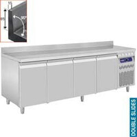 Comptoir Réfrigéré Ventilé | INOX | 4 Portes GN 1/1 | 550 Litres | 2190x700x850/900(+85)(h)mm