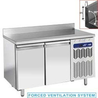 Comptoir Réfrigérée | INOX | Mural | Ventilée | 2 portes GN 1/1 | 260 litres | couvercle anti-éclaboussure | 1362x700x(h)880/900mm