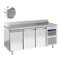 Comptoir Réfrigéré | INOX | Mural | Ventilé | 3 Portes EN 600x400 | 550 Litres |  Couvercle Anti-Eclaboussure | 2036x800x(h)880/900mm | Robuste
