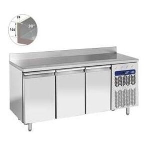 Diamond Comptoir Réfrigéré | INOX | Mural | Ventilé | 3 Portes EN 600x400 | 550 Litres |  Couvercle Anti-Eclaboussure | 2036x800x(h)880/900mm | Robuste