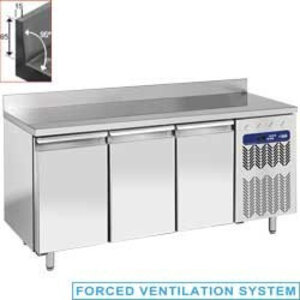 Diamond Comptoir Réfrigérée | INOX | Mural | Ventilée | 3 Portes GN 1/1 | 405 Litres |  Couvercle Anti-Eclaboussure | 1809x700x(h)880/900mm