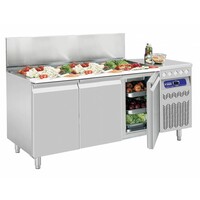 Comptoir Réfrigérée Ventilée | avec saladette réfrigérée | 3 portes GN 1/1 | 175x70x(h)85/90cm | 405 litres | 1/1 GN