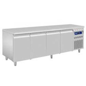 Diamond Comptoir Réfrigéré Ventilé | INOX | 4 Portes GN 1/1 | 2190x700x850/900(h)