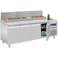 Comptoir Réfrigérée Ventilée | structure réfrigérée | 4 portes GN 1/1 | 219x70x(h)85/90cm