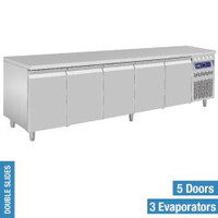 Comptoir Réfrigéré Ventilé | INOX | 5 Portes GN 1/1 | 2625x700x(h)850/900mm