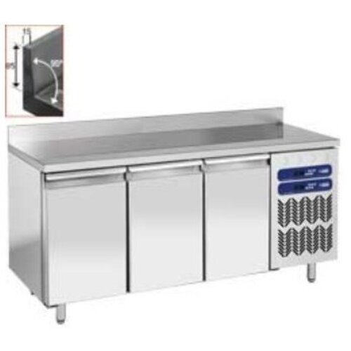 Diamond Comptoir Réfrigéré Ventilé | INOX | 2 Températures | Mural | 3 Portes GN 1/1 | 405 Litres |  Couvercle Anti-Eclaboussure | 1809x700x(h)880/900mm