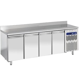 Diamond Comptoir Réfrigérée Ventilée | INOX | 2 températures | Mural | 2256x700x(h)880/900mm | 4 portes GN 1/1 | 550 Litres |  couvercle anti-éclaboussure |
