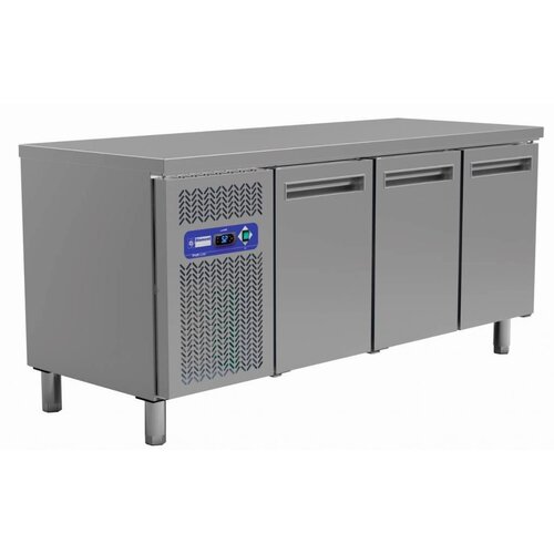 Diamond Comptoir Réfrigérée Ventilée | INOX | 3 portes GN 1/1 | 180x70x(h)88cm | 405 litres