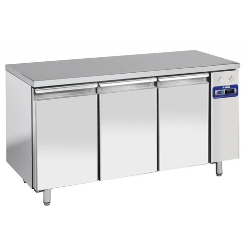 Diamond Comptoir Réfrigérée Ventilée | INOX | 3 portes GN 1/1 | sans groupe | 1596x700x(h)880/900mm | 405 Litres | DELUXE