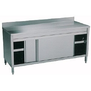Diamond Comptoir Armoire | INOX | 2 portes coulissantes | couvercle anti-éclaboussure | 1800x700x(h)900mm