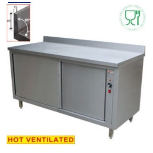 Diamond Comptoir Armoire | INOX | 2 portes coulissantes | couvercle | Chauffante |  1200x700x(h)900mm