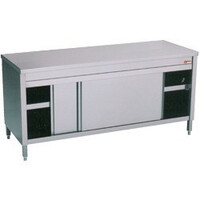 Comptoir Armoire neutre | INOX | 2 portes coulissantes | 1600x600x(h)900mm
