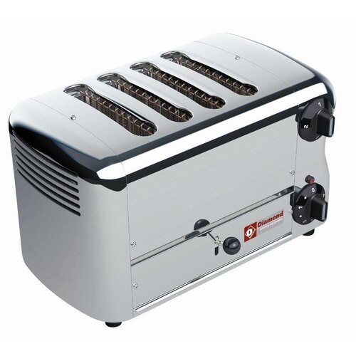 Diamond Toaster (grille-pain) électrique | 4 tranches | "Silver" | Minuterie avec alarme sonore | 36x22x(H)21cm | 2300W