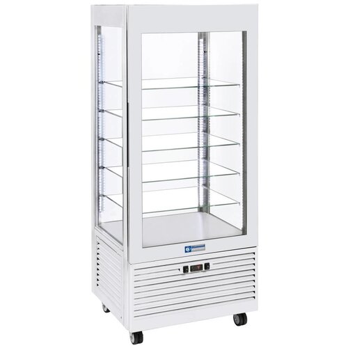 Diamond Vitrine 4 faces | T° positive | 5 étagères en verre | Ventilée | 480 Litres | BLANCHE | 800x630x(h)1850mm Diamond Vitrine 4 faces | T° positive | 5 étagères en verre | Ventilée | 480 Litres | BLANCHE | 800x630x(h)1850mm