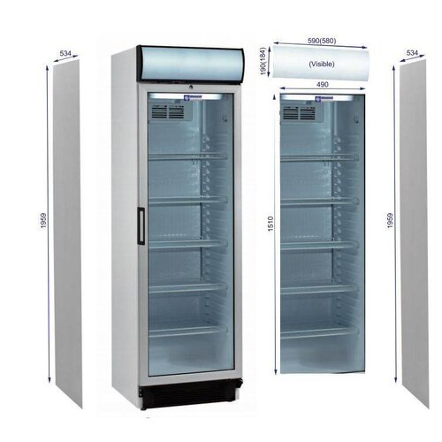 Diamond Vitrine à boissons | 380 litres | 1 porte verre | 59x60x(h)198cm | Porte réversible