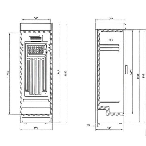 Diamond Vitrine à boissons | 380 litres | 1 porte verre | 59x60x(h)198cm | Porte réversible
