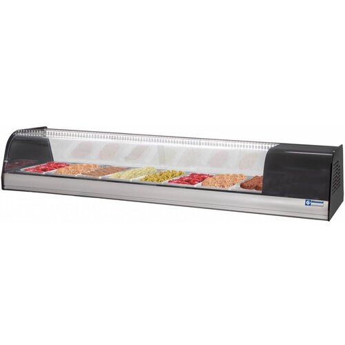 Diamond Vitrine à tapas Réfrigérée |  8x GN 1/3 - 40 mm (inclus) | 1730x415x(h)270mm