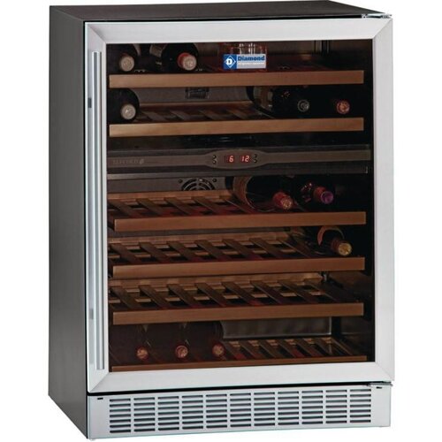 Diamond Vitrine cave à vin | Ventilée | 160 litres | porte en acier inox | 2 températures | BLACK | 595x570x820(h)mm Diamond Vitrine cave à vin | Ventilée | 160 litres | porte en acier inox | 2 températures | BLACK | 595x570x820(h)mm