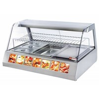 Vitrine chauffante Ventilée | INOX | 1 grille | 2  portes coulissantes | 3 x 1/1 GN | 1200x730x(h)600mm