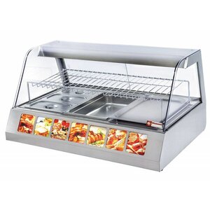 Diamond Vitrine chauffante Ventilée | INOX | 1 grille | 2  portes coulissantes | 3 x 1/1 GN | 1200x730x(h)600mm