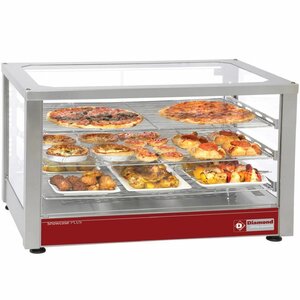 Diamond Vitrine chauffante Ventilée | INOX | 3 Niveaux | Panoramique| 780x490x480(h)mm