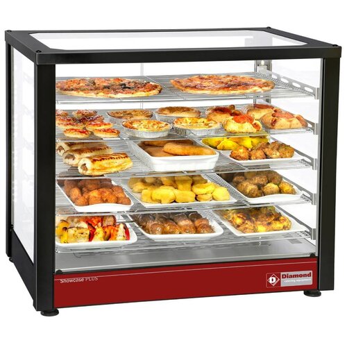 Diamond Vitrine chauffante Ventilée | NOIRE | 5 Niveaux | Panoramique | 780x490x(h)640mm