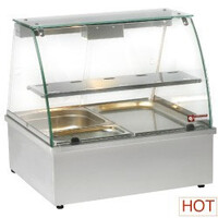 Vitrine chauffante, bain-marie | INOX | 1 Grille | 2 x GN 1/1 | 695x602x(h)680mm