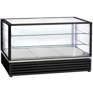 Diamond Vitrine panoramique | Réfrigérée | EN ou GN | "Comptoir-top" | Ventilée | 3 niveaux | NOIRE | 1185x650x(h)735mm