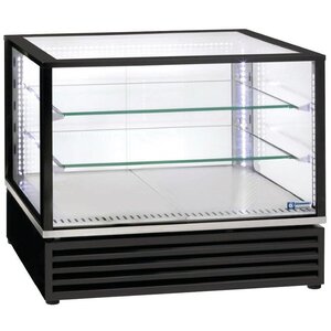Diamond Vitrine panoramique | Réfrigérée | EN ou GN | "Comptoir-top" | Ventilée | 3 niveaux | NOIRE | 785x650x(h)735mm