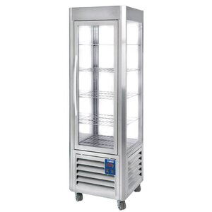 Diamond Vitrine panoramique | Inox | 360 litres | 5 grilles sur roues | 60x63x(h)185cm