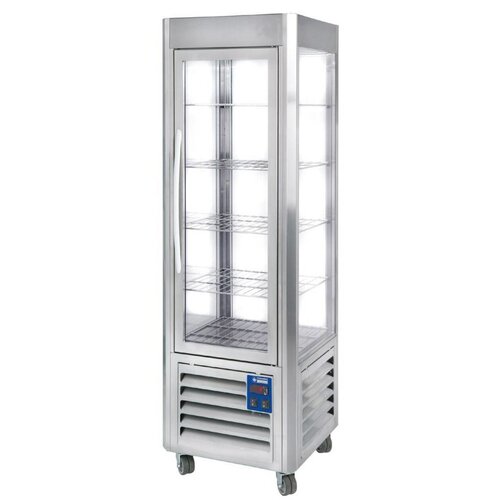 Diamond Vitrine panoramique | Inox | 360 litres | 5 grilles sur roues | 60x63x(h)185cm