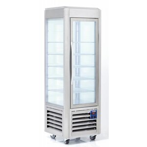 Diamond Vitrine panoramique | Inox | 360 litres | 5 grilles sur roues | 600x630x(h)1850mm