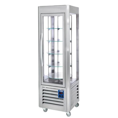 Diamond Vitrine panoramique Inox | 360 litres | 5 plateaux tournants | 600x630x1850(h)mm