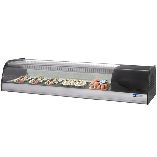 Diamond Vitrine Réfrigérée pour sushi | double fond perforé (inclus) | 6 x 1/3GN | 1380x415x(h)270mm Diamond Vitrine Réfrigérée pour sushi | double fond perforé (inclus) | 6 x 1/3GN | 1380x415x(h)270mm