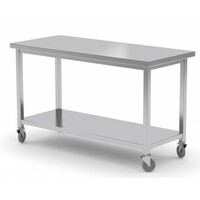 Table de Travail | Inox | sur Roues | Etagère Basse | HEAVY DUTY | 1000(l)x600(p)mm | Choix de 7 Largeurs