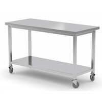 Table de Travail | Inox | sur Roues | Etagère Basse | HEAVY DUTY | 1000(l)x600(p)mm | Choix de 7 Largeurs