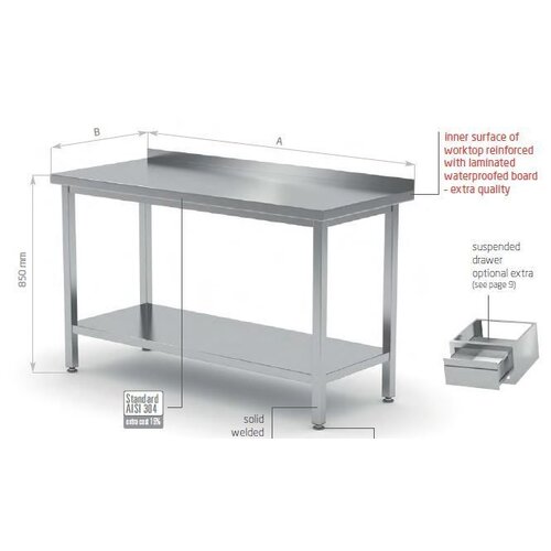 CHRselect Table de Travail | Inox | Etagère Basse | Rebord | HEAVY DUTY | 400(l)x600(p)mm| Choix de 16 Largeurs CHRselect Table de Travail | Inox | Etagère Basse | Rebord | HEAVY DUTY | 400(l)x600(p)mm| Choix de 16 Largeurs