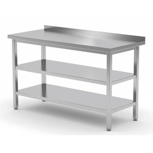 CHRselect Table de Travail | INOX | Etagère Basse | avec Etagère | Rebord | 2000(l)x600(p)mm | Choix de 9 Largeurs