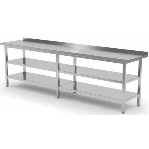 CHRselect Table de Travail | INOX | Etagère Basse | avec Etagère | Rebord | 2000(l)x700(p)mm | Choix de 9 Largeurs