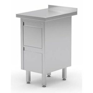 CHRselect Meuble INOX | Armoire à Tiroirs avec 2 Tiroirs | Rebord | (l)430mm | 600mm(p)