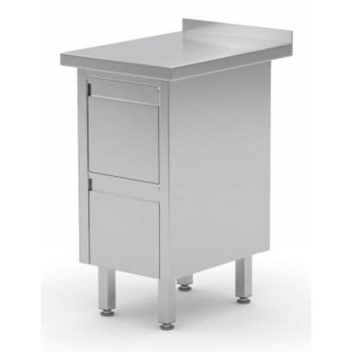 CHRselect  Meuble INOX | Armoire à Tiroirs avec 2 Tiroirs | Rebord | (l)430mm | 600mm(p)