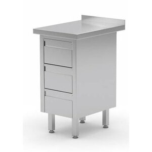 CHRselect Meuble INOX | Armoire à Tiroirs avec 3 Tiroirs | Rebord | (l)430mm | 600mm(p)