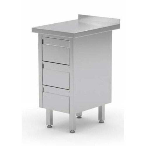 CHRselect  Meuble INOX | Armoire à Tiroirs avec 3 Tiroirs | Rebord | (l)430mm | 600mm(p)