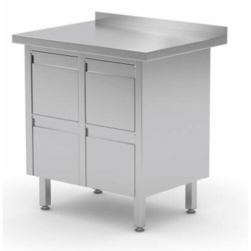 CHRselect  Meuble INOX | Armoire à Tiroirs 2x avec 4 Tiroirs | Rebord | (l)830mm | 600mm(p)