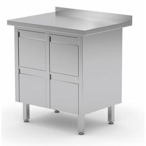 CHRselect Meuble INOX | Armoire à Tiroirs 2x avec 4 Tiroirs | Rebord | (l)830mm | 700mm(p)