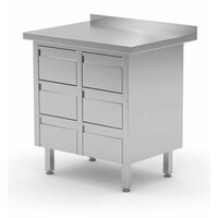 Meuble INOX | Armoire à Tiroirs 2x avec 6 Tiroirs | Rebord | (l)830mm | 600mm(p)